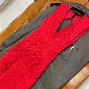 BCBG Maxazria Ruched Red Bodycon Dress Size XXS